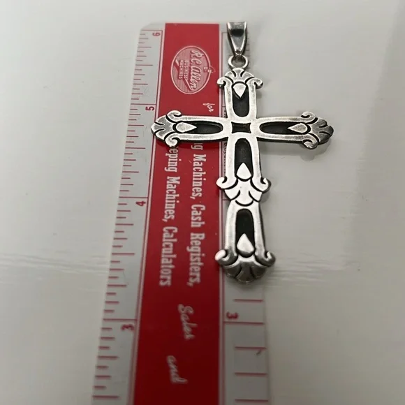 Victoria Cony Sterling Silver Taxco Mexico Cross Pendant - Picture 7 of 10